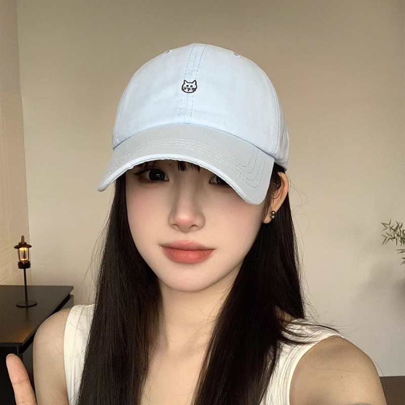新款可爱猫咪刺绣棒球帽高颜值防晒鸭舌帽遮阳透气春夏百搭帽子女|undefined