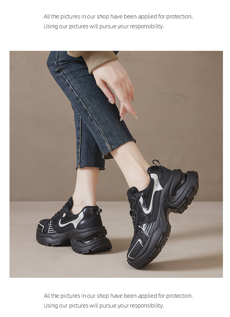 Zhao Yue Luo Xinghe Thick-Soled Silver Lu Si 2025 New Model Women's Dad Genuine Leather Height-Increasing Casual Sports_vogvips.com