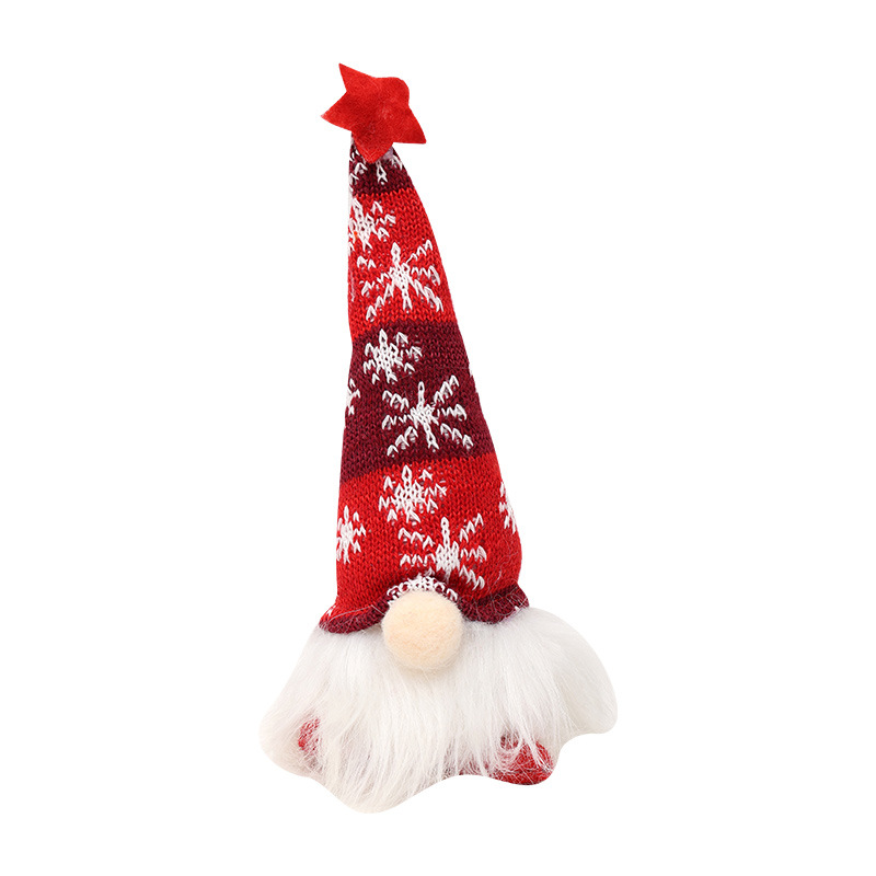 Cross-border new Christmas decoration small luminous doll knitted hat faceless Rudolph with light dwarf ornaments