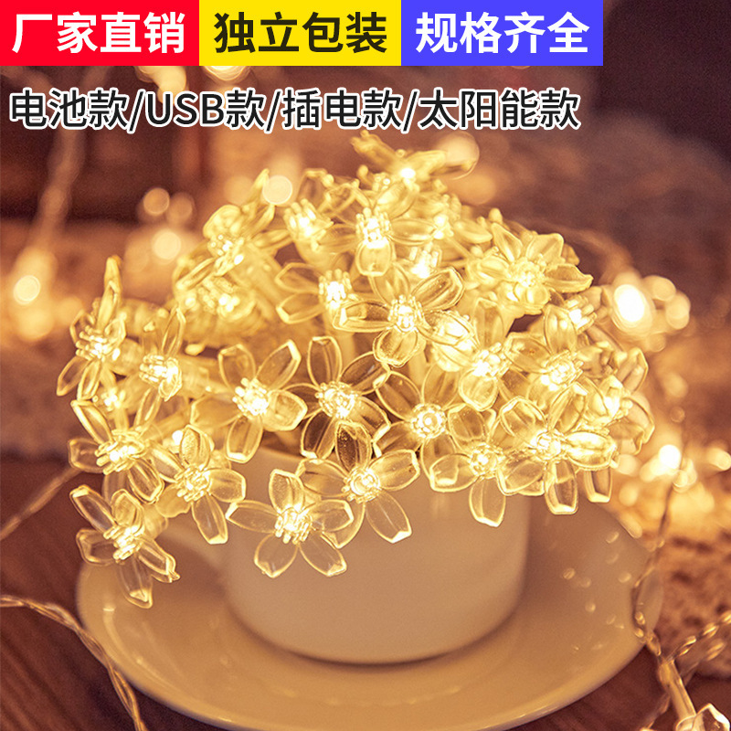 Cherry Blossom Led String Lights Flashing Indoor Solar Lights Girly Room Trendy Atmosphere Birthday Garden