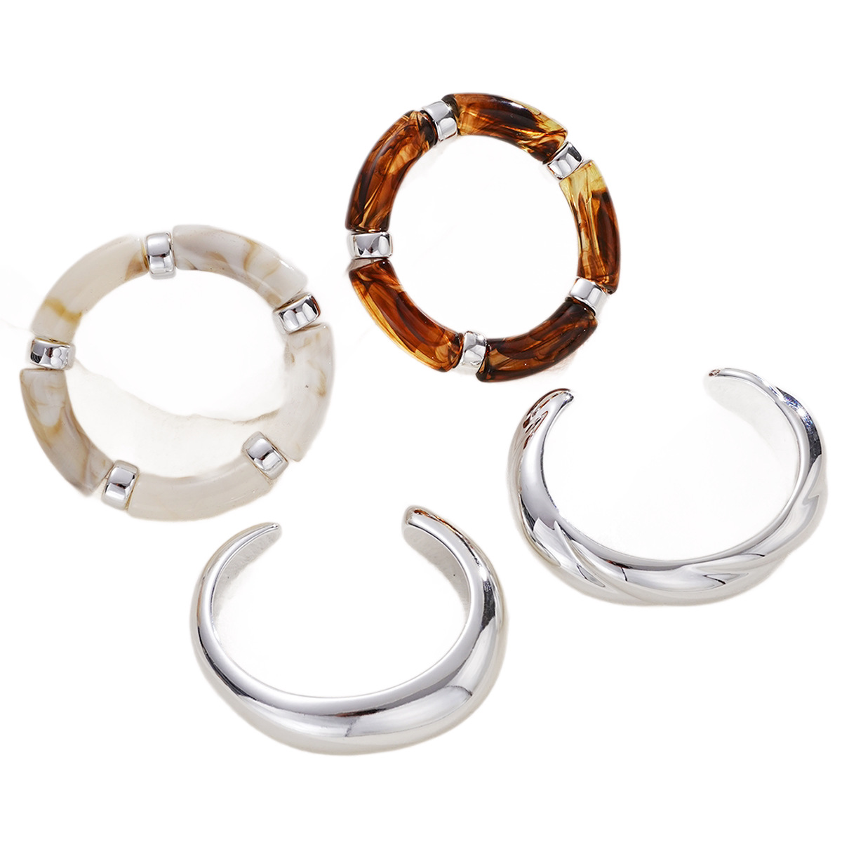 Europa y América de moda transfronteriza espejo exagerado amplio borde abierto pulsera simple pulsera de textura metálica de lujo ligera