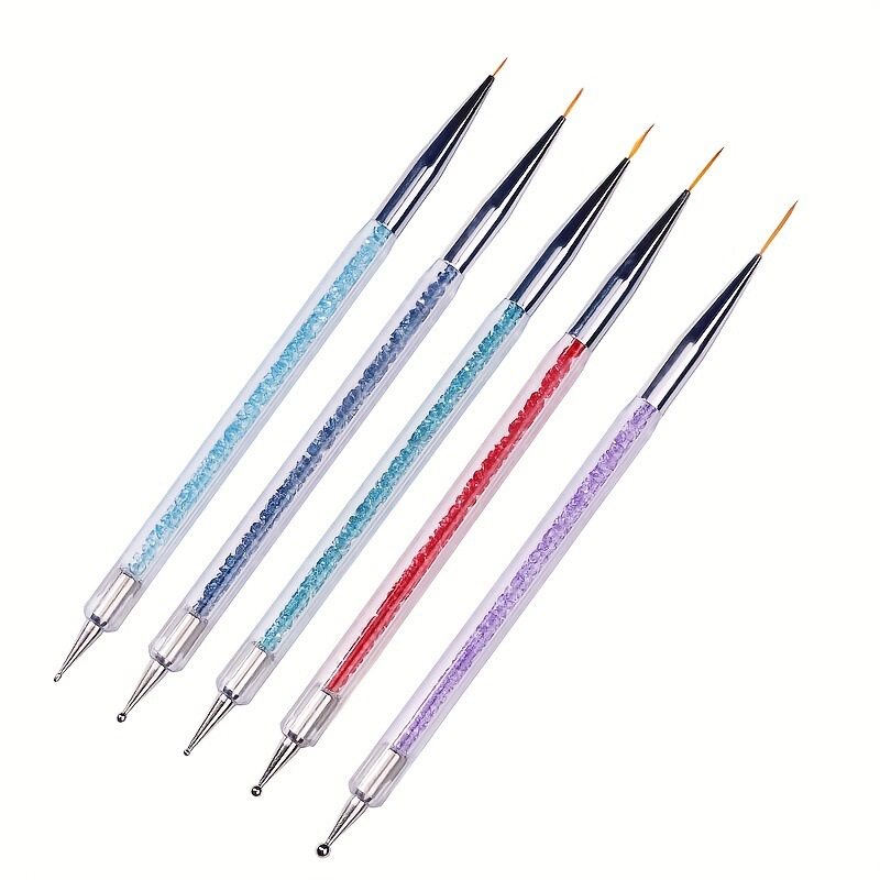 クロスボーダーホットセール双頭ドットペン、スレッドペン、スパンコール、5本入りペイントペン、彫刻ドットフラワーマニキュアブラシセット|undefined