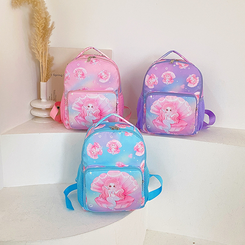 Jardín de infantes bolsas de dibujos animados lindos pequeños peces impresión mochila para niños y niñas viaje ligero mochila infantil