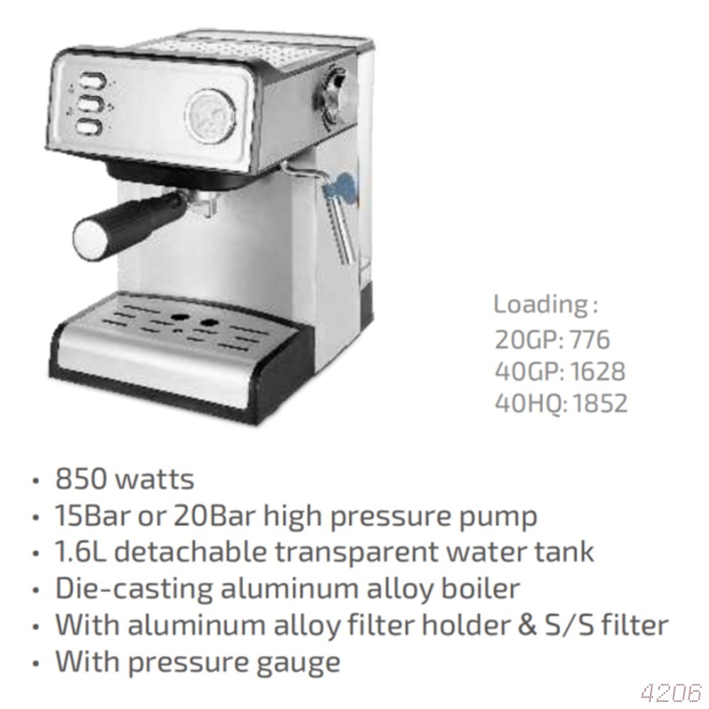 Espumador de leche, máquina para espumar leche, estándar europeo con pantalla, máquina de café espresso semiautomática pequeña para el hogar con control de temperatura