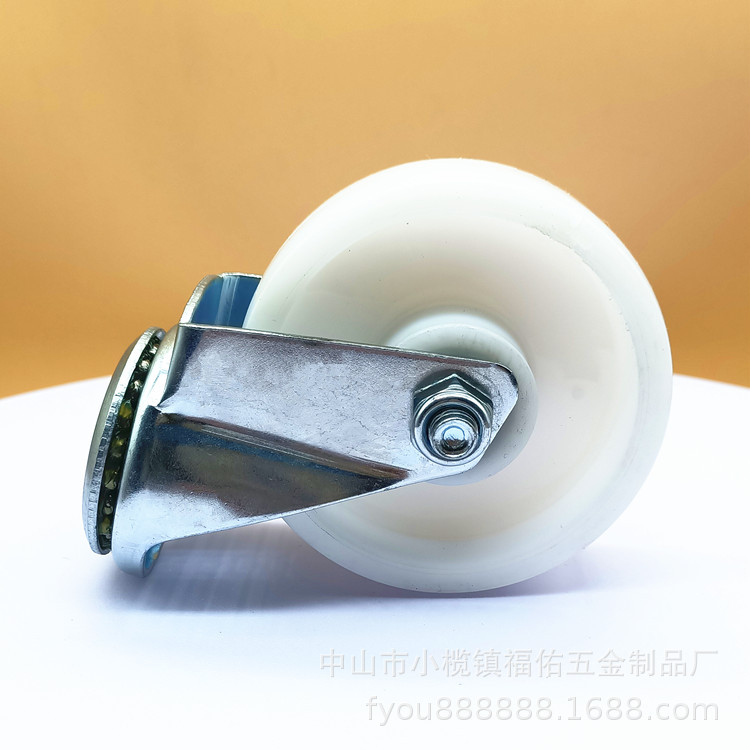 3寸手推车轮子黑PP轻型万向孔顶刹车家具脚轮设备脚轮手推车脚轮