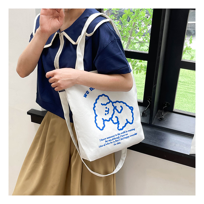 New fashionable and cute canvas bag, simple and large-capacity tote bag, casual and versatile single-shoulder crossbody bag, Douyin consignment undefined
