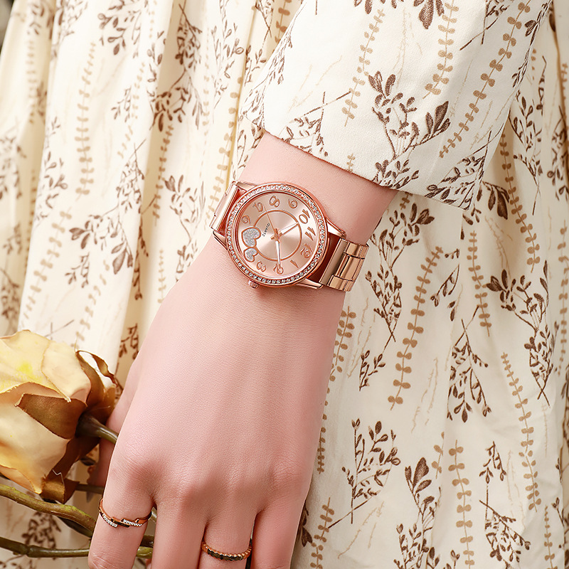 Reloj transfronterizo nuevo reloj digital de temperamento de amor reloj de correa de acero de aleación de diamantes reloj de cuarzo para mujer