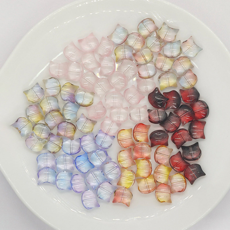 10*12mm Crystal Glass Medium Hole Cat Head Electroplating DIY Bracelet Necklace Beaded Spacer Jewelry Accessories Mobile Phone Chain