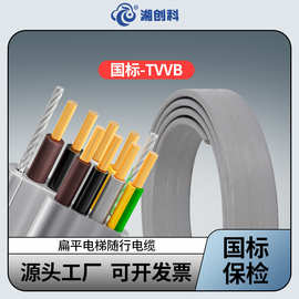国标纯铜扁电缆TVVB扁平电梯随行电缆 3/4/5芯多平方柔软耐弯柔性