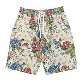 2024新款彩绘玫瑰花卉男士短裤休闲五分裤夏季新款个性时尚潮裤