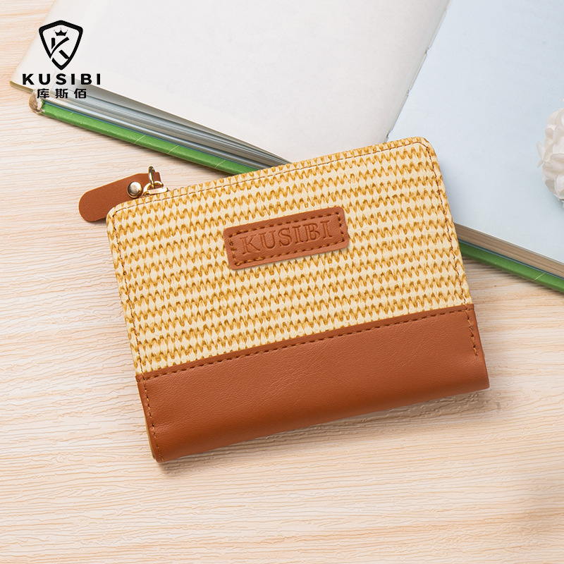 Monedero/Cartera Corto con Cremallera, Multifuncional para Tarjetas, Diseño Simple y Lindo