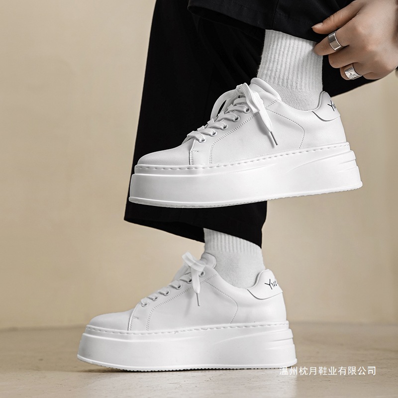 增高厚底小白鞋男2025年秋季新款百搭板鞋内增高休闲鞋子男松糕鞋