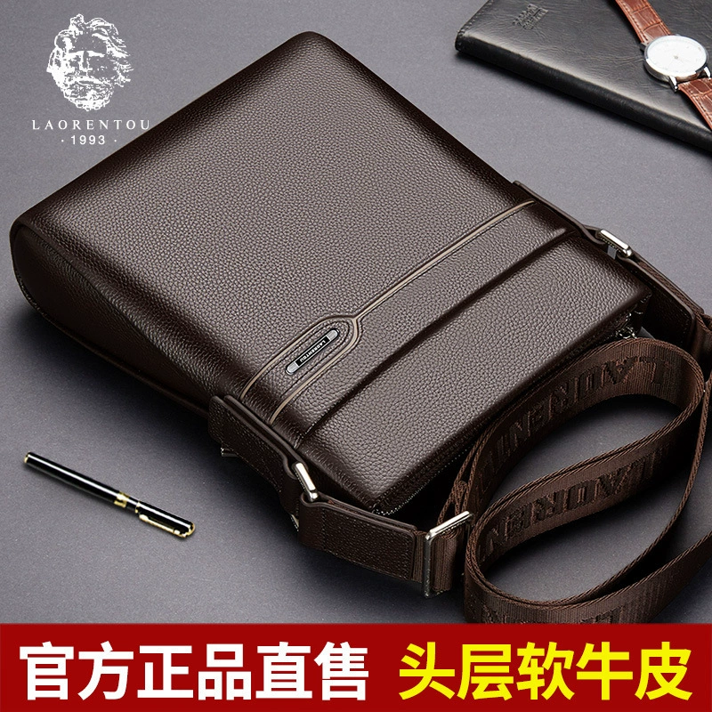 Мужская деловая сумка для пожилых людей, сумка через плечо из натуральной кожи, вертикальная, простая, маленькая, для деловых поездок