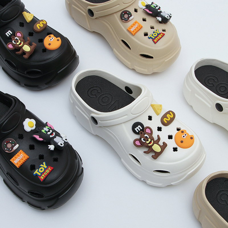 Summer Thick-Soled Clogs for Women, Height Increase of 6cm, Trendy Ins-Style Outdoor Non-Slip Eva Beach Closed-Toe Sandals