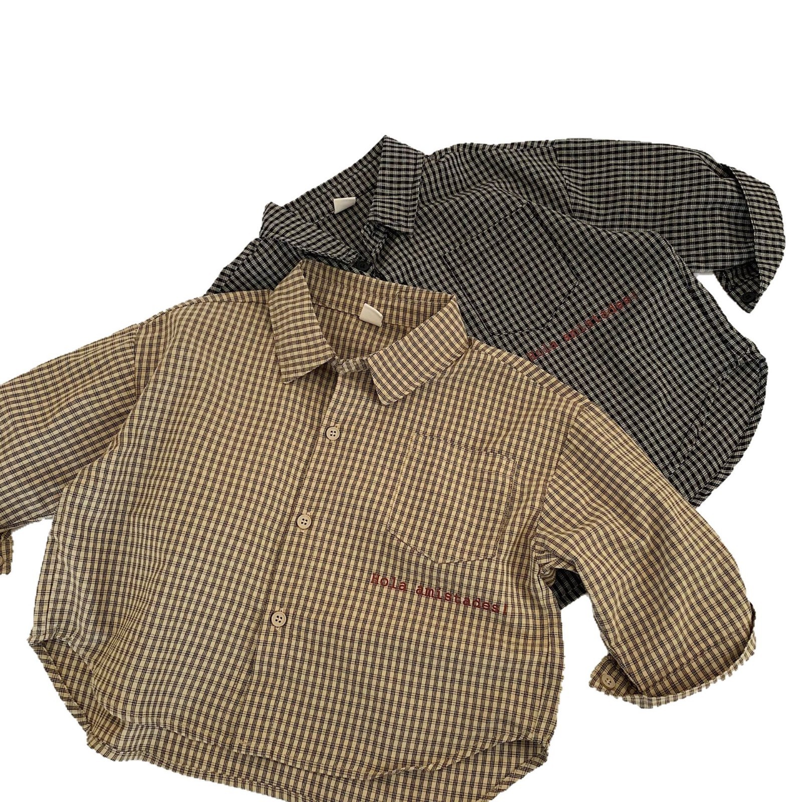 Camisas infantiles de Mai Bao 2025, estilo retro de otoño, cardigans casuales de manga larga para niños, camisas de primavera y otoño nuevas tendencias