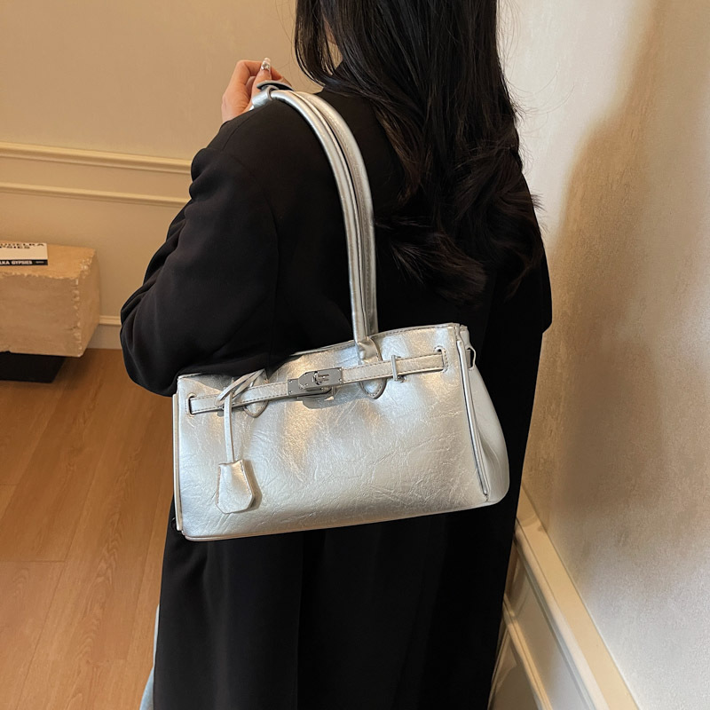 Cross-Border Retro Texture Handheld Kelly For Women 2025 New Trendy Solid Color Shoulder Stylish Versatile Underarm Bag_voghion.com