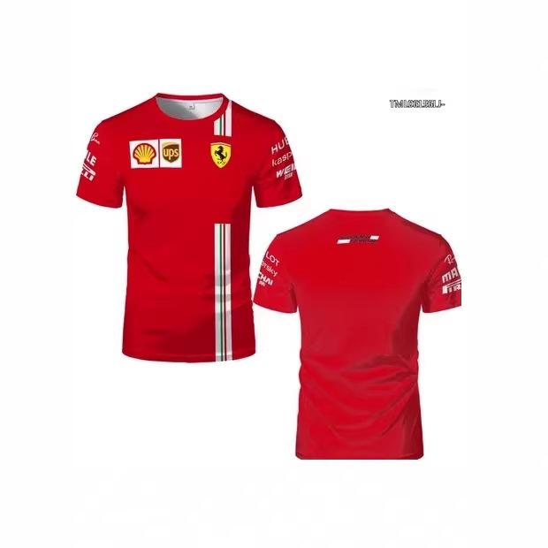 Men's 3D Printed Short Sleeve T-Shirt 2026 Summer New Formula Red Ferrari Team Sports Outdoor