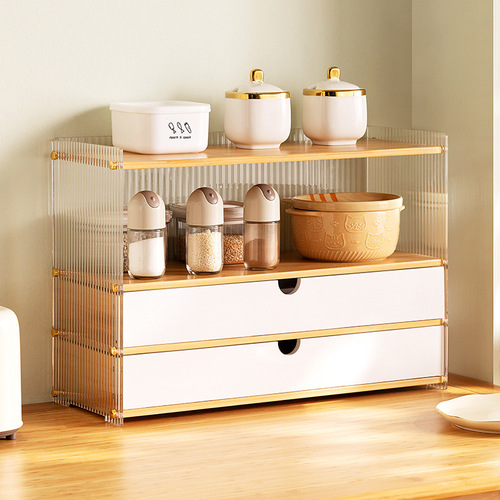 Kitchen racks, spices, dishes, storage racks, microwave ovens, countertop supplies, household multi-layer storage cabinets