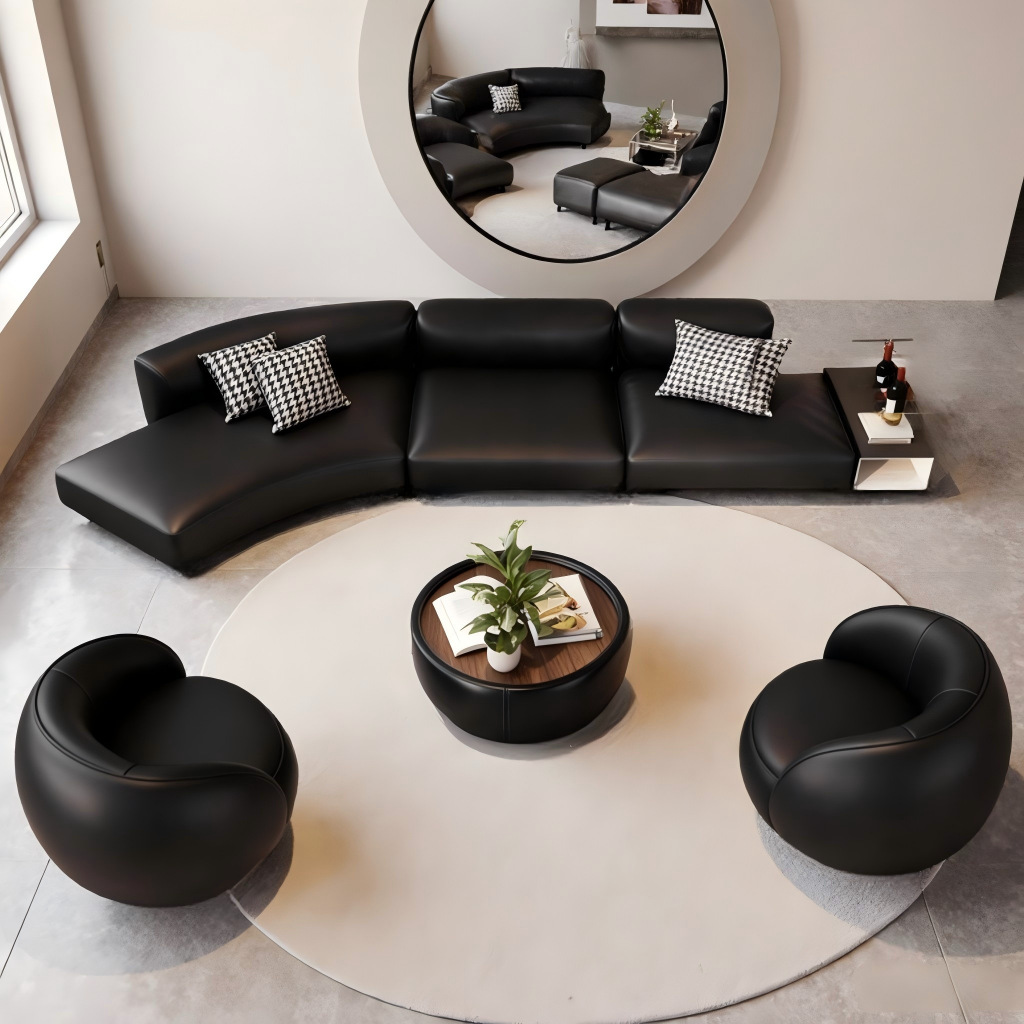 Moderno nuevo sofá de combinación pequeño hogar hotel familiar red simple crema arco de viento sofá de lujo image 4