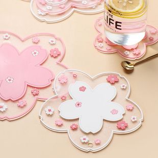 New cherry blossom coaster bowl mat plate mat thickened household silicone anti-scald non-slip mat pot mat heat insulation mat placemat