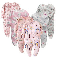 工厂批发婴儿连体衣长袖哈衣婴儿包屁爬服春夏睡衣婴幼儿纯棉衣服