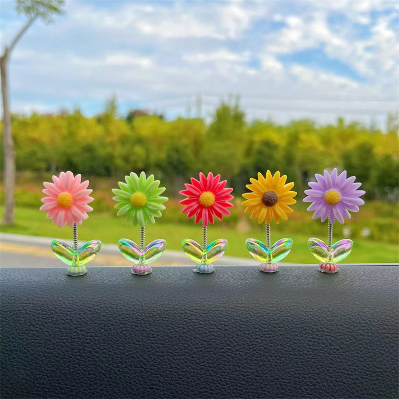 Nueva decoración de coche de girasol decoración de consola central de coche lindo decoración de girasol fresco que sacude la cabeza