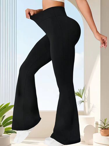 New European and American Women's High-Waisted Mini Bell Bottom Pants, European and American Bestselling Leggings Yoga Pants Casual