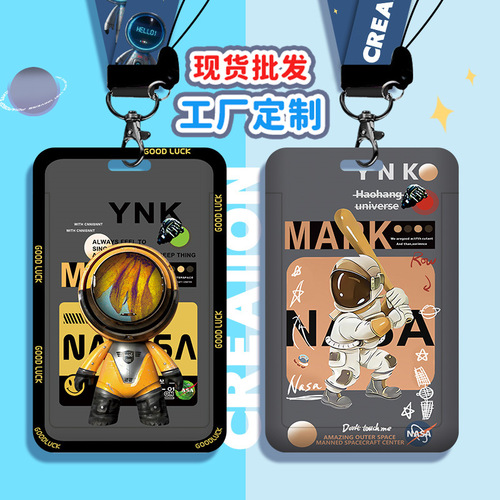 Cute student cute card holder campus card ID holder bus subway work permit meal card factory brand cartoon astronaut