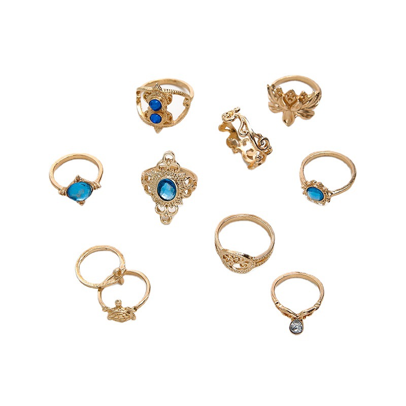 retro golden brand sapphire set
