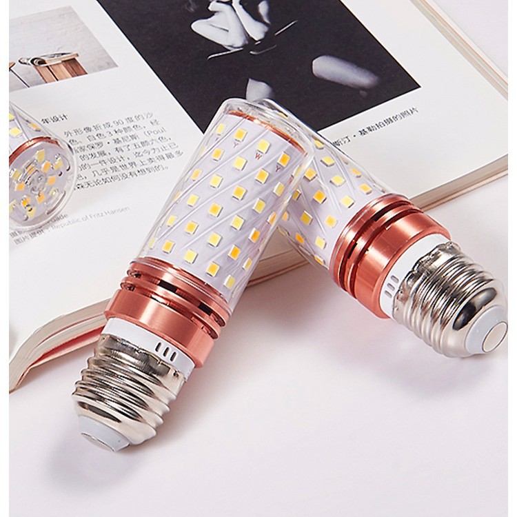 Bombilla LED tipo maíz de alta luminosidad para el hogar, venta al por mayor, alto CRI, base de rosca E27 E14, regulable en tres colores.