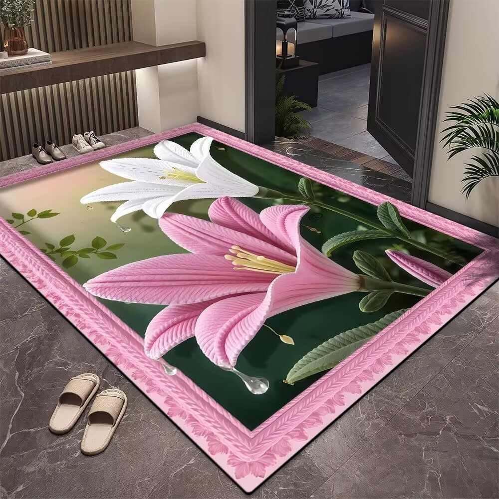 Diatomaceous Earth Bath Mat 3d Flower Pattern Non-slip Rug_voghion.com