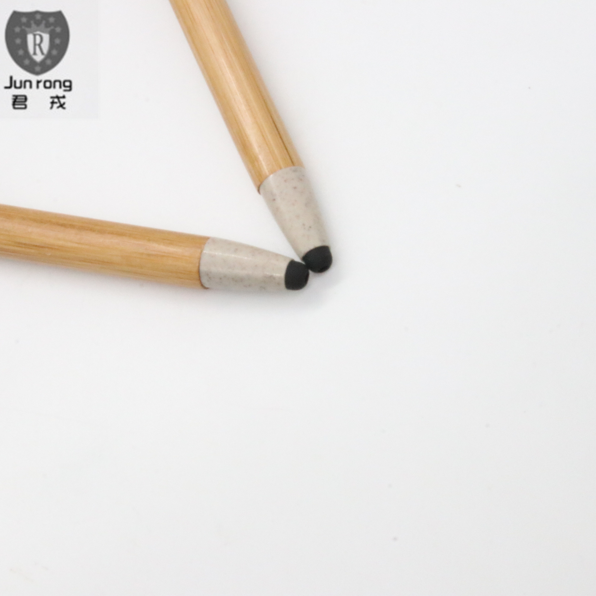 Soporte para teléfono móvil pluma color natural material de paja de trigo multifuncional bolígrafo pantalla táctil pluma de aceite láser logo prensa de Bambú