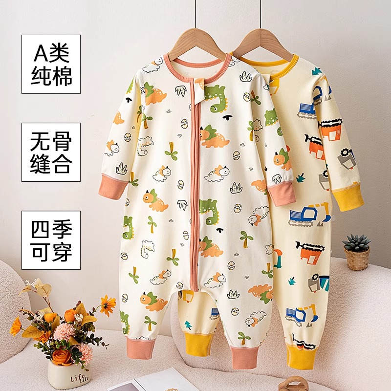 Children's Sleeping Bag Spring & Fall Thin Baby Pure Cotton Jumpsuit Infant Pajamas Boys and Girls Crawling Clothes Home Clothes Summer