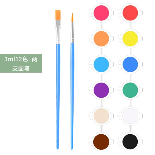 Acrylic, brush, pack, 3 ml, 12 colors, 2 pieces