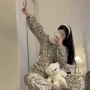 长袖娃娃领碎花秋冬家居服
