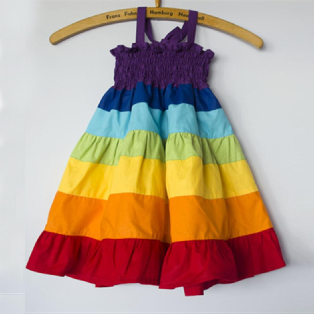 Casual Rainbow Cotton Blend Polyester Printing Midi Dress Family Matching Outfits display picture 3