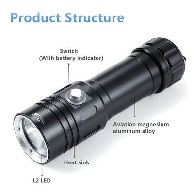 UV fənərlər L2 Strong Light Diving Flashlight
