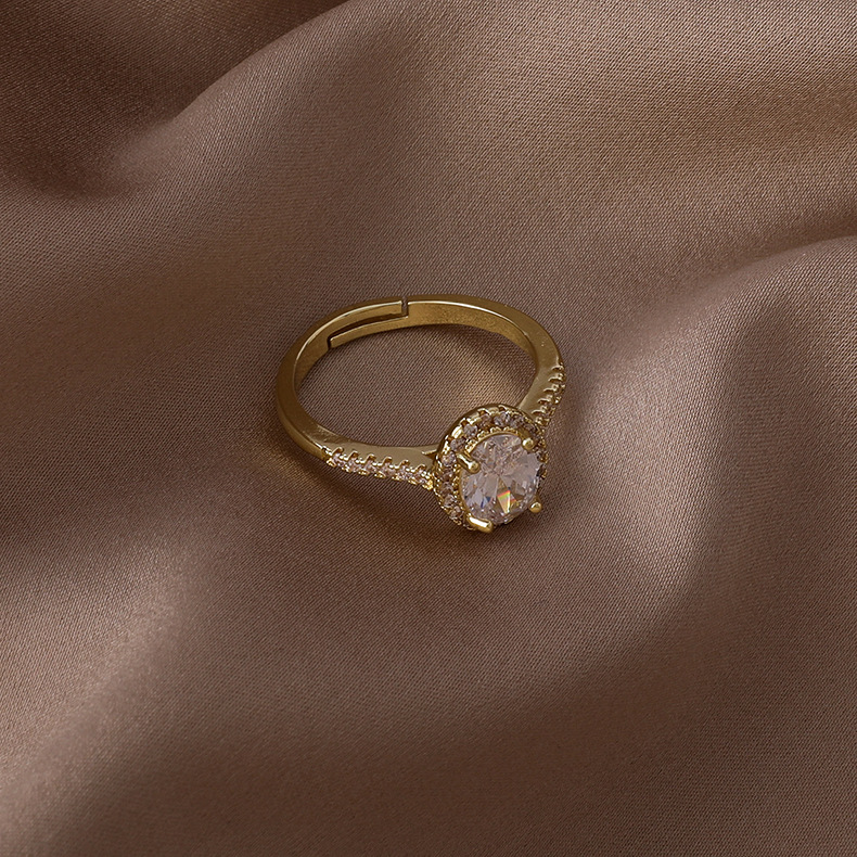 fashion micro-inlaid zircon heart square opening ring wholesale