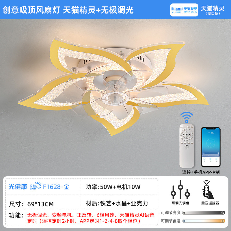 Transfronterizo 110v lámpara de ventilador de cristal lujoso dormitorio lámpara de ventilador de techo sala de estar lámpara de ventilador eléctrico de frecuencia invertida fábrica de Zhongshan image 8