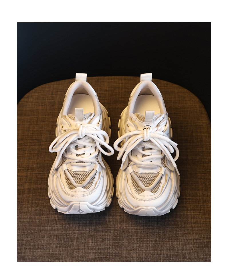 Giày sneaker nữ đế dày lưới thoáng khí phong cách daddy giày tăng chiều cao — màu hồng chi tiết 18