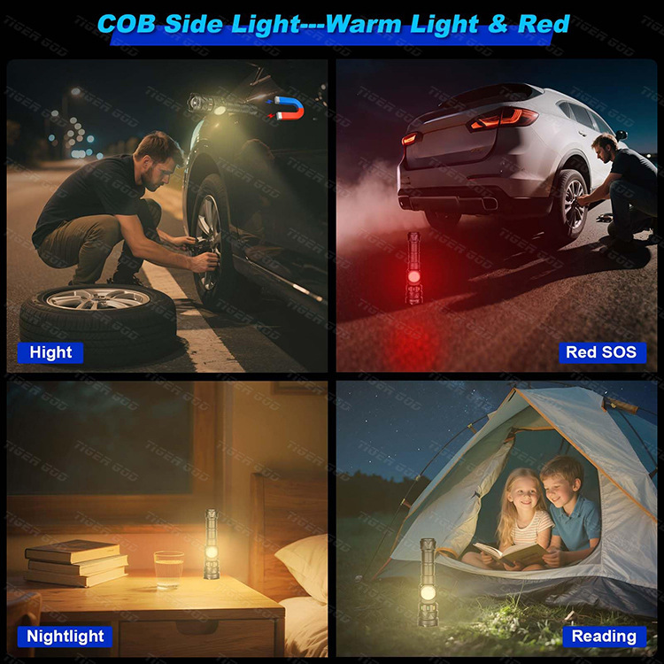 Tangguang's New High-Light Flashlight, Ultra-Bright, Retractable, Portable, Type-C High-Power Charging Outdoor Mountaineering Long-Range Light