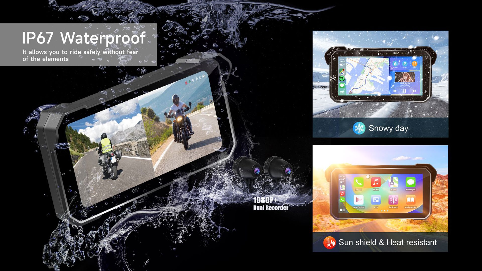 Cross-Border Customized Motorcycle Dashcam with High-Definition Dual Recording and Carplay Navigation