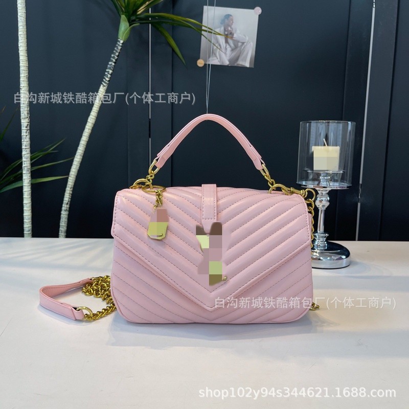 2025新款女包黑色裂纹皮革迷你链条包手提邮差包斜挎单肩包包|undefined