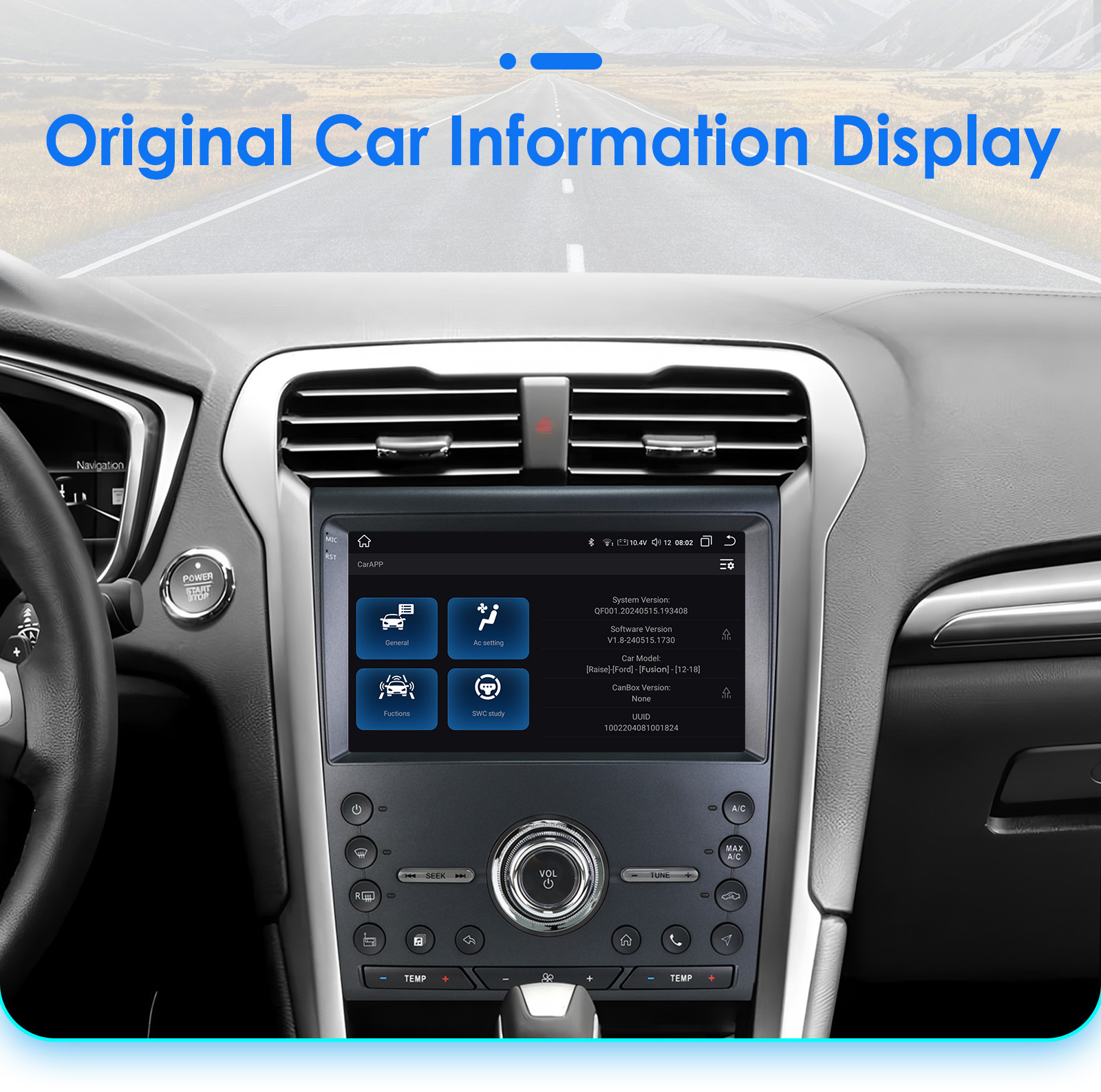 Compatible with Ford Mondeo and Ford Fusion 2nd generation (models 2013-2019) large-screen Android car navigation with CarPlay