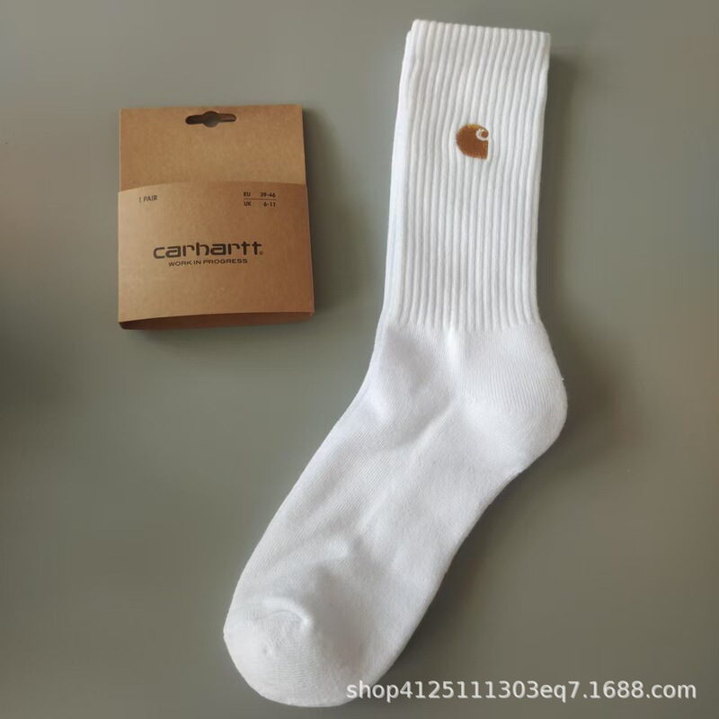 New Men's and Women's Embroidered Carhartt Socks, Workwear Style, Fashionable Towel Bottom Cotton Socks, Sports Socks, Gold Label Thickened New Men's and Women's Embroidered Carhartt Socks, Workwear Style, Fashionable Towel Bottom Cotton Socks, Sports Socks, Gold Label Thickened