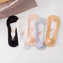 蕾絲船襪女士冰絲夏薄款隱形襪襪套棉淺口硅膠防滑防掉短襪子女襪