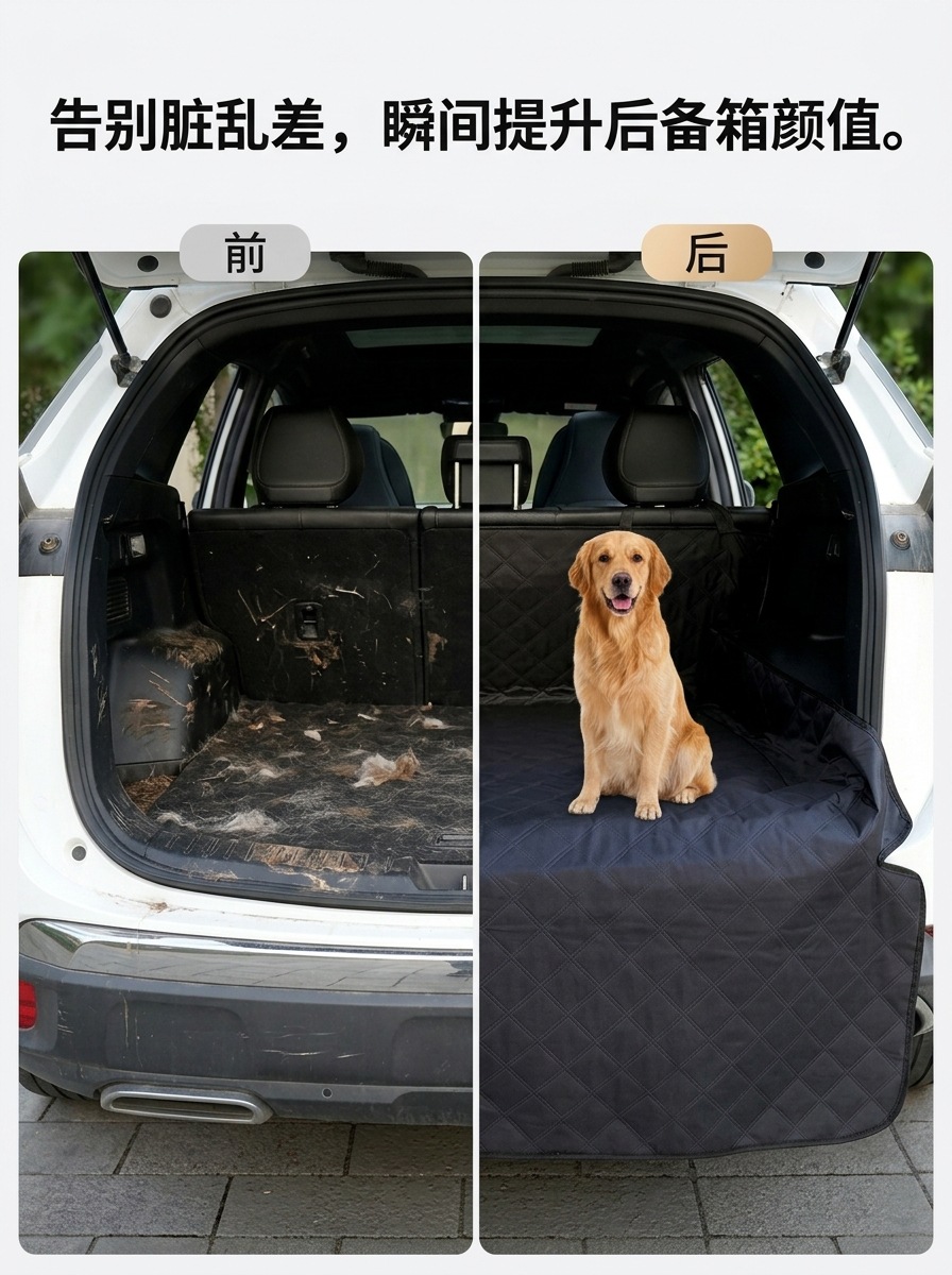 Amazon Car Pet Mat, Universal for All Seasons, Anti-Scratch and Anti-Slip Mesh, 600D Oxford Cloth Car Pet Trunk Mat