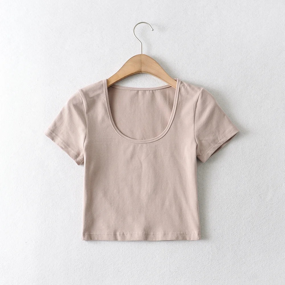 stretch U-neck short-sleeved T-shirt  NSAC42621