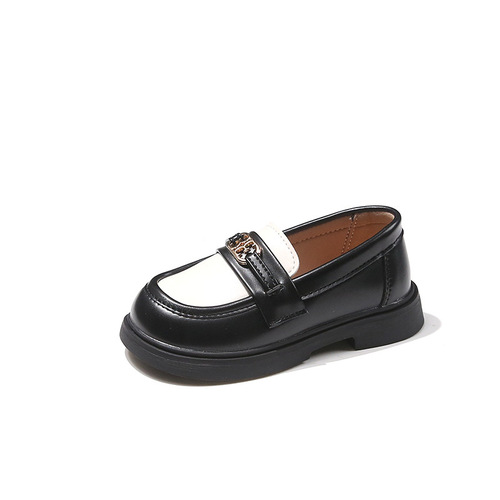 Children's leather shoes 2024 spring and autumn new Korean style college style single shoes anti-slip soft soles slip-on children's loafers for girls