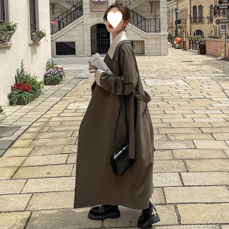 长款风衣外套女秋秋2025新款韩系高级感好看赫本气质大衣冬季|undefined
